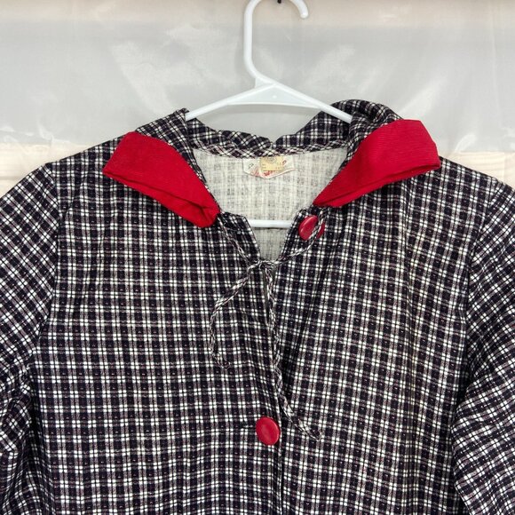 Vintage Union Made Women 12 Midi Dress Cottagecore Homestead Lagenlook Plaid 60s - Picture 2 of 8